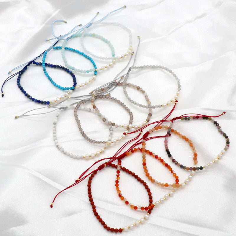 Wholesale Custom Factory Fashion Jewelry Adjustable Handmade Natural Stone Beads Bracelet Fresh Water Pearl Bracelet