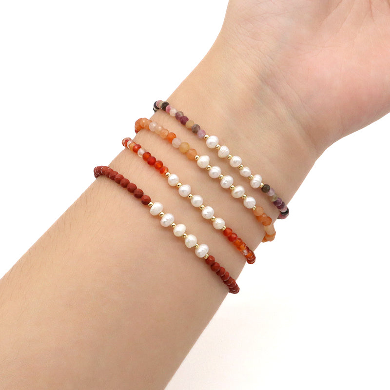 Wholesale Custom Factory Fashion Jewelry Adjustable Handmade Natural Stone Beads Bracelet Fresh Water Pearl Bracelet