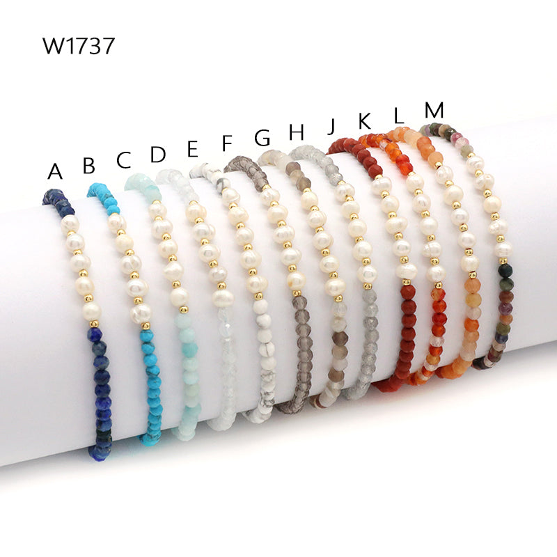 Wholesale Custom Factory Fashion Jewelry Adjustable Handmade Natural Stone Beads Bracelet Fresh Water Pearl Bracelet