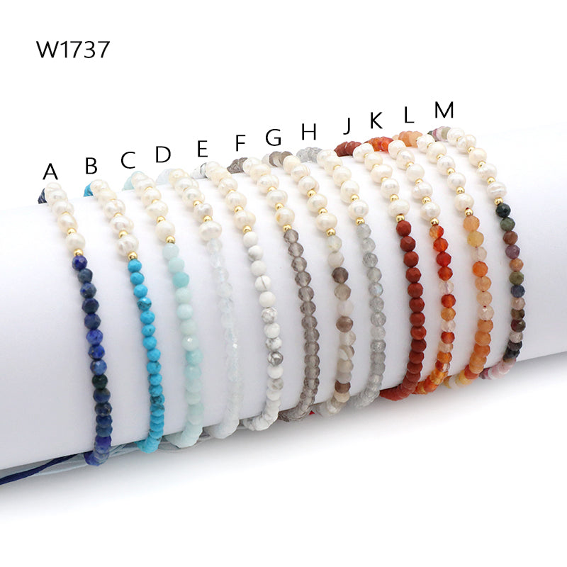 Wholesale Custom Factory Fashion Jewelry Adjustable Handmade Natural Stone Beads Bracelet Fresh Water Pearl Bracelet