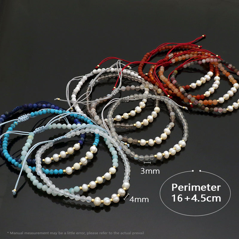 Wholesale Custom Factory Fashion Jewelry Adjustable Handmade Natural Stone Beads Bracelet Fresh Water Pearl Bracelet