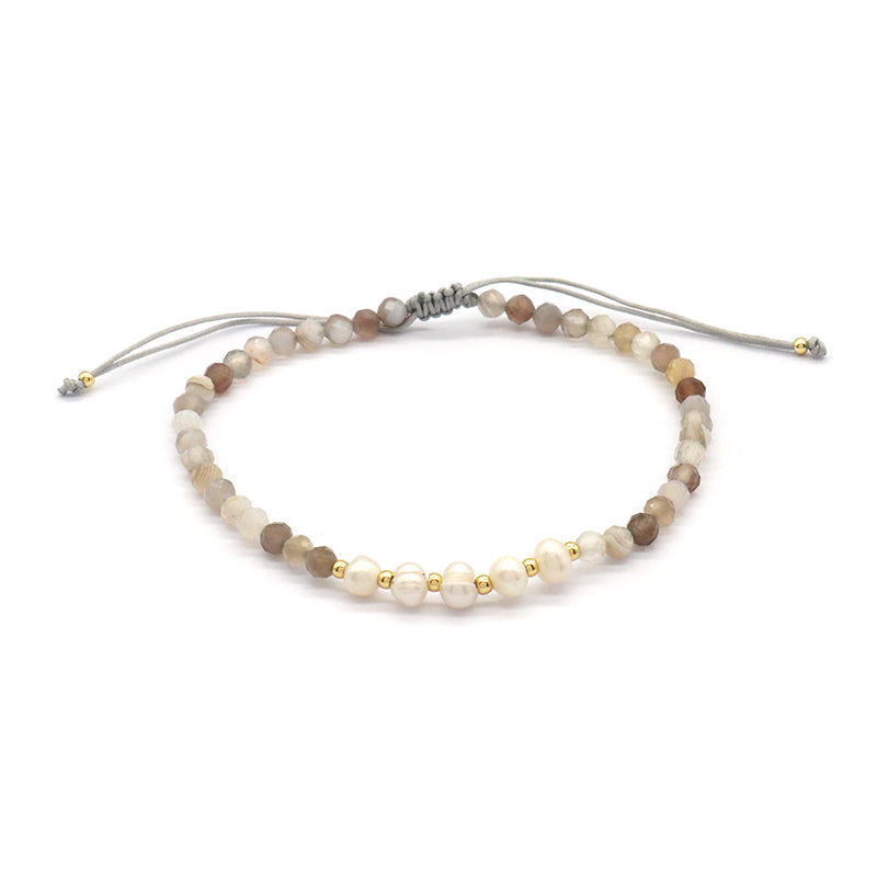 Wholesale Custom Factory Fashion Jewelry Adjustable Handmade Natural Stone Beads Bracelet Fresh Water Pearl Bracelet