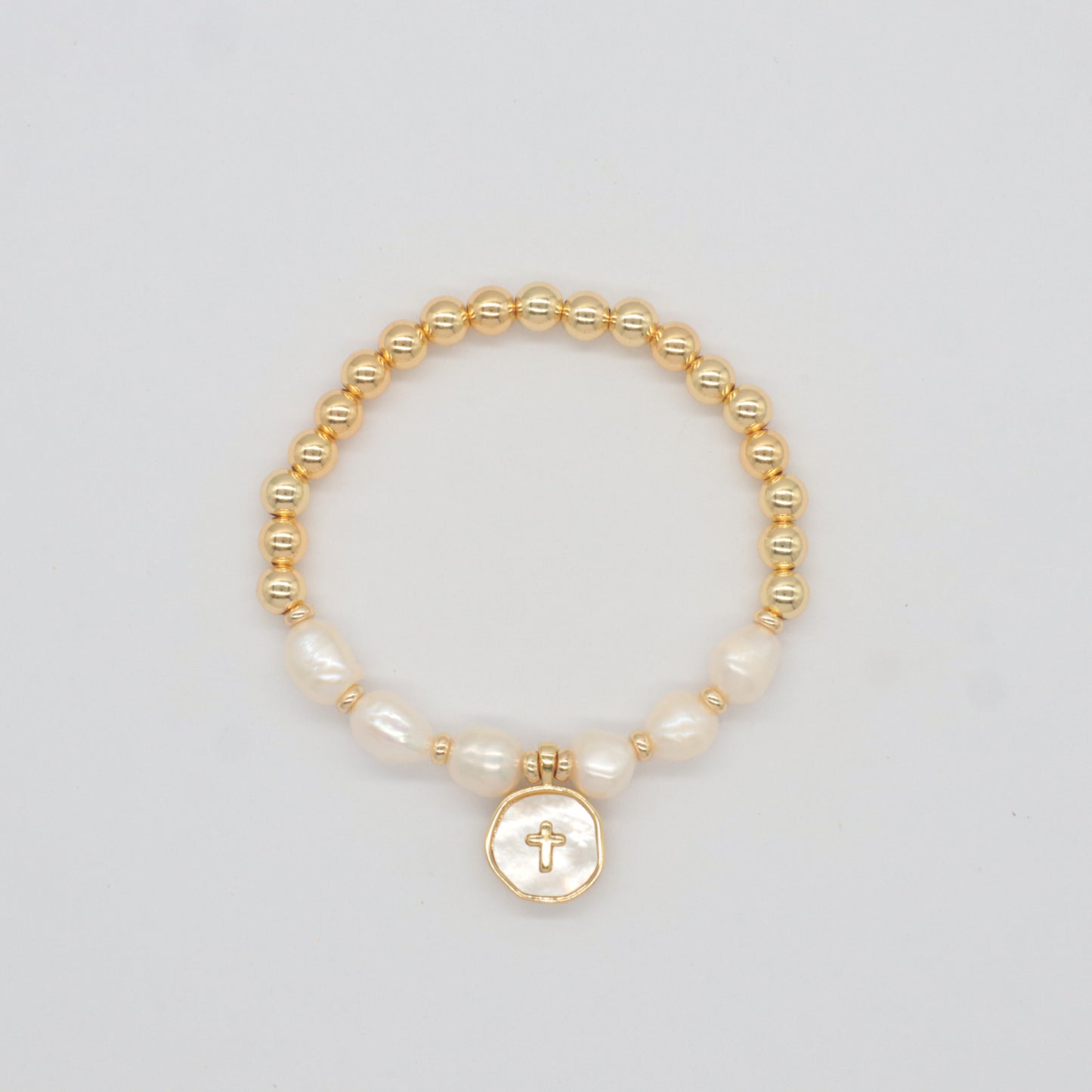 Gold Plated Brass Bead Handmade Custom Women Gift Natural Fresh Water Pearl Bracelet With Enamel Charm