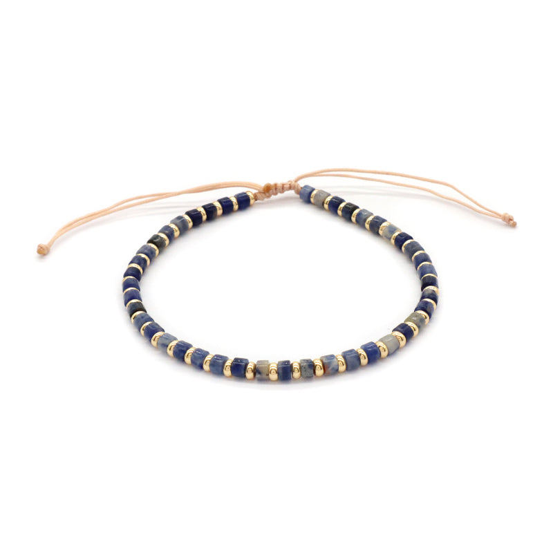 Wholesale Handmade OEM Custom Fashion Women Gold Plated Charm Adjustable Bead Natural Stone Macrame Bracelet