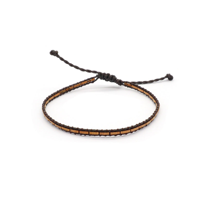 Custom Gift Boho Wholesale Handmade Fashionable Miyuki Jewelry Elastic Flat Tila Tile Miyuki Seed Bead Bracelet For Men Women