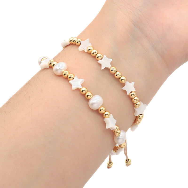 Custom Fashion Wholesale Factory Jewelry Handmade Adjustable Macrame Charm Shell Charms Natural Fresh Water Pearl Bracelet For Women