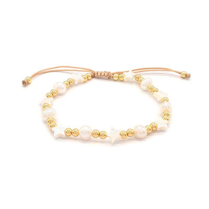 Custom Fashion Wholesale Factory Jewelry Handmade Adjustable Macrame Charm Shell Charms Natural Fresh Water Pearl Bracelet For Women