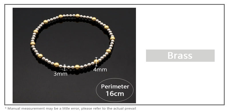 Classic Design Handmade Fashionable Women Jewelry Oem Custom Gift Rhodium Gold Plated Elastic Brass Beads Bracelet