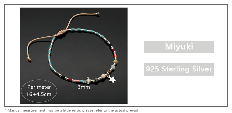 OEM Customized Handmade Wholesale Adjustable 925 Sterling Silver Woven Macrame Miyuki Natural Stone Beads Bracelet For Gift