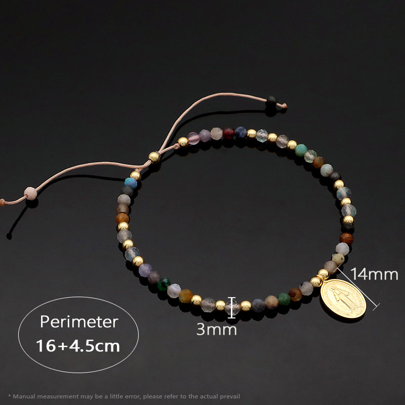 Handmade Natural Stone Beads Gold Plated 925 Sterling Silver Charms Necklace Bracelet Jewelry Set