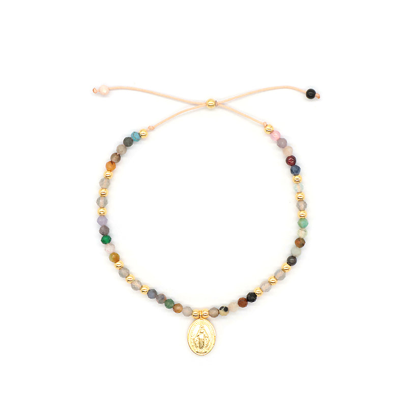 Handmade Natural Stone Beads Gold Plated 925 Sterling Silver Charms Necklace Bracelet Jewelry Set