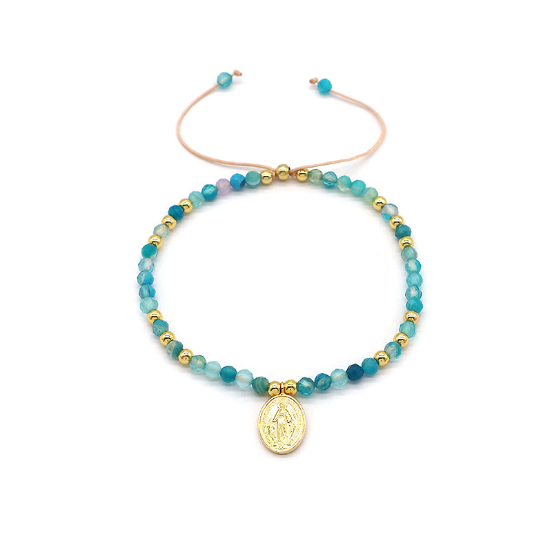 Handmade Natural Stone Beads Gold Plated 925 Sterling Silver Charms Necklace Bracelet Jewelry Set