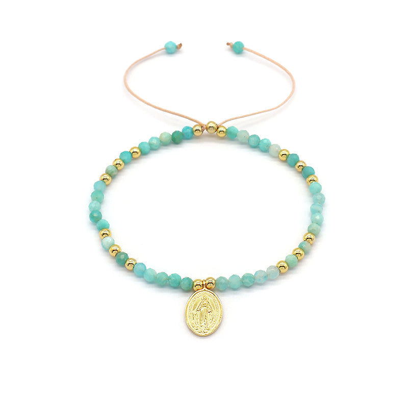 Handmade Natural Stone Beads Gold Plated 925 Sterling Silver Charms Necklace Bracelet Jewelry Set