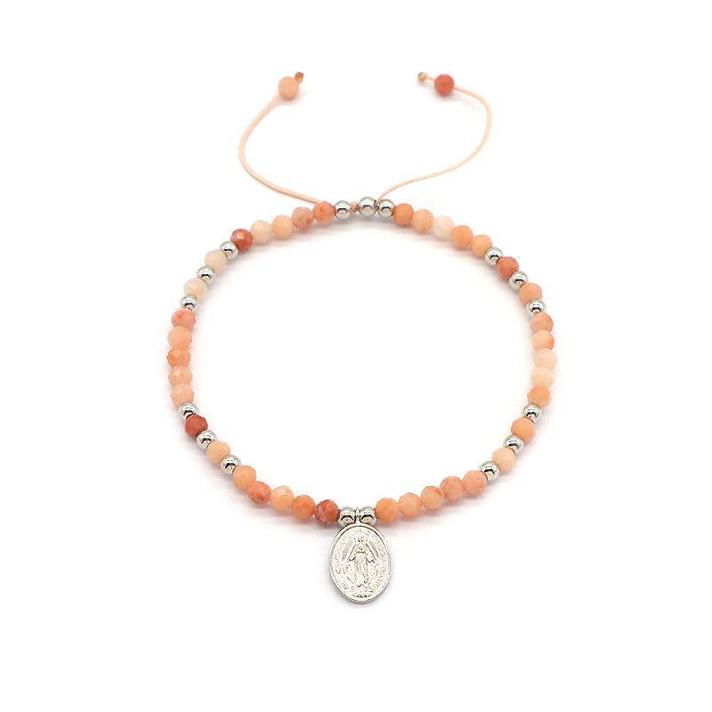 Custom Handmade Gold Plated 925 Sterling Silver Pendant Natural Stone Bead Bracelet