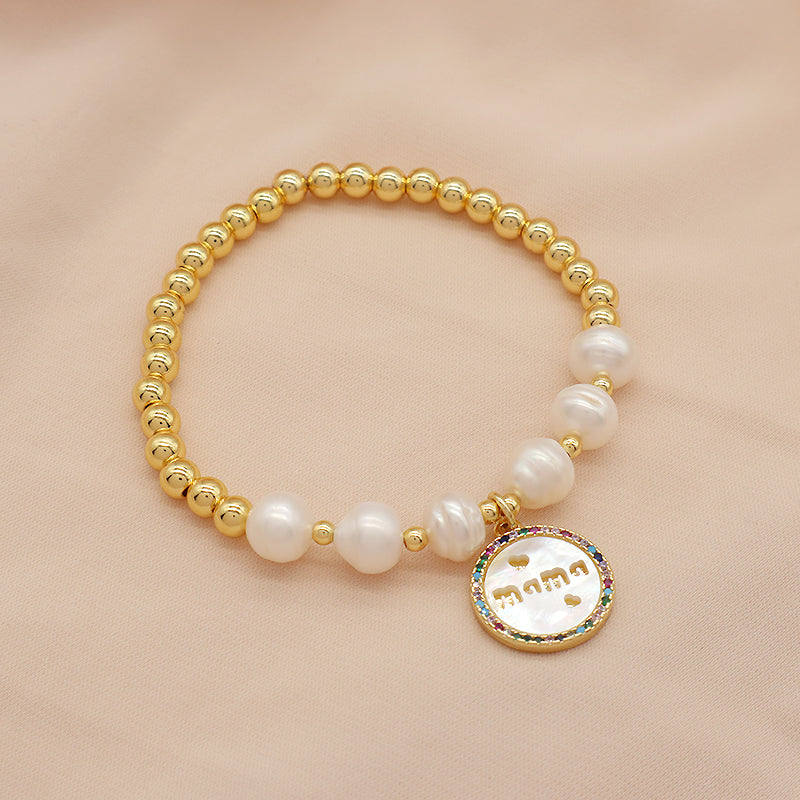 Newest Wholesale Handmade Fashion Customized Jewelry Gold Plated Fresh Water Pearl Shell Pendant Bracelet For Women Gift