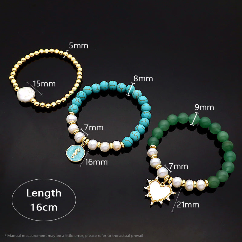 Custom Fashion Newest Handmade Wholesale Women Elastic Adjustable Shell Pendant Fresh Water Pearl Natural Stone Bracelet For Women Gift