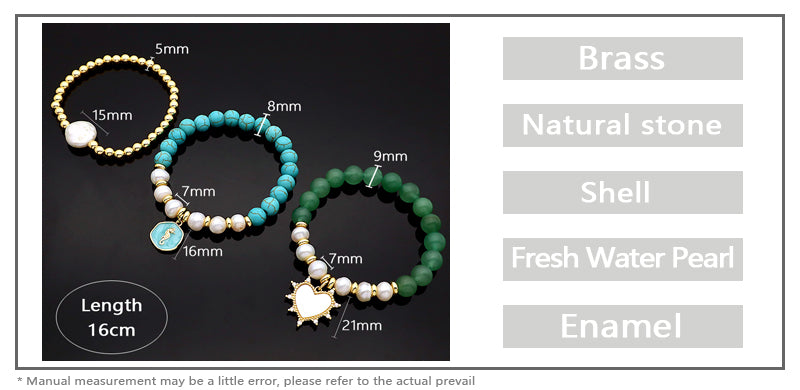 Custom Fashion Newest Handmade Wholesale Women Elastic Adjustable Shell Pendant Fresh Water Pearl Natural Stone Bracelet For Women Gift