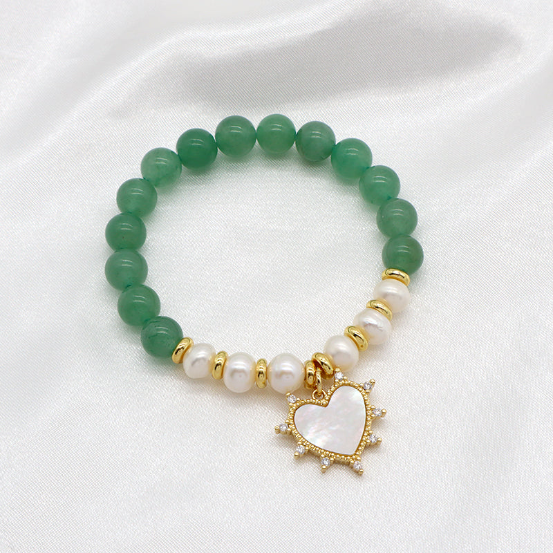 Custom Fashion Newest Handmade Wholesale Women Elastic Adjustable Shell Pendant Fresh Water Pearl Natural Stone Bracelet For Women Gift