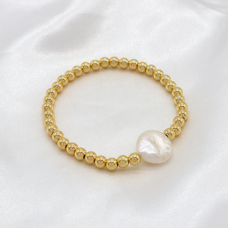 Custom Fashion Newest Handmade Wholesale Women Elastic Adjustable Shell Pendant Fresh Water Pearl Natural Stone Bracelet For Women Gift