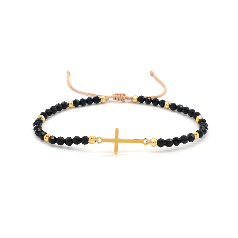 Wholesale Custom Newest Handmade Macrame Adjustable Gold Plated Stainless Steel Charm Glass Crystal Bracelet For Women