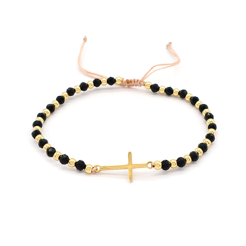 Newest Wholesale Custom Handmade Macrame Adjustable Gold Plated Stainless Steel Charm Natural Stone Bracelet For Women