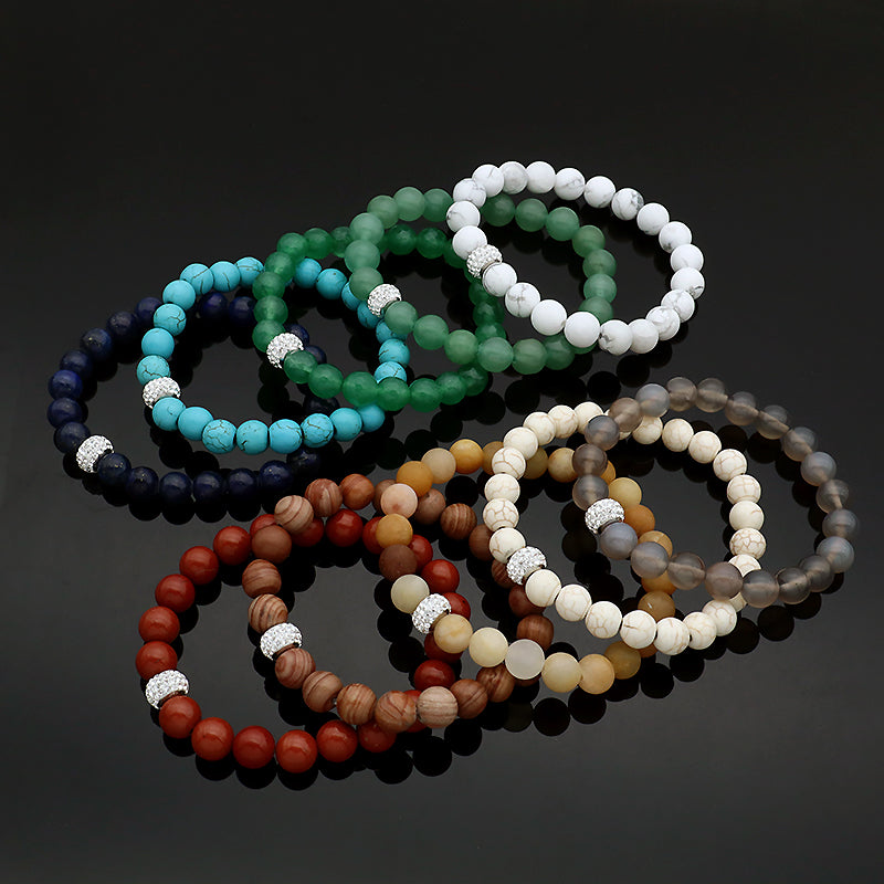 Wholesale Custom Fashionable Trendy Women Handmade CZ 925 Sterling Silver Charm Natural Stone Bead Bracelet For Gift
