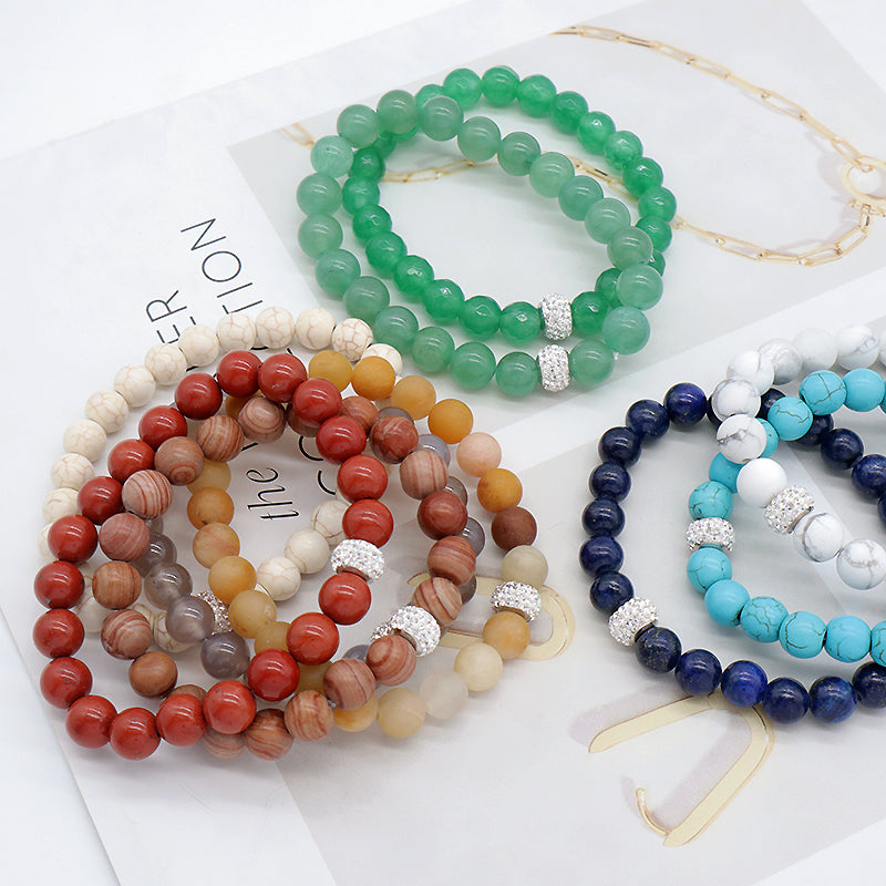 Wholesale Custom Fashionable Trendy Women Handmade CZ 925 Sterling Silver Charm Natural Stone Bead Bracelet For Gift