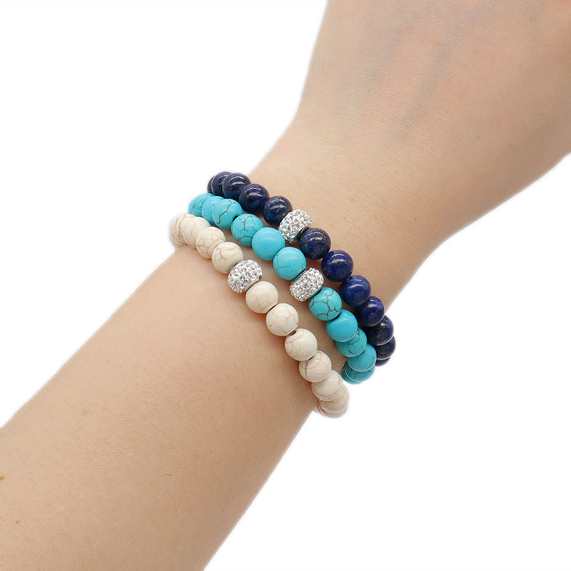 Wholesale Custom Fashionable Trendy Women Handmade CZ 925 Sterling Silver Charm Natural Stone Bead Bracelet For Gift