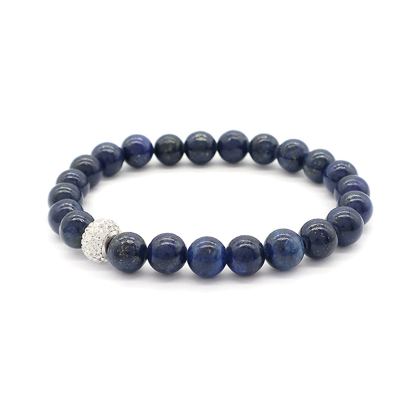 Wholesale Custom Fashionable Trendy Women Handmade CZ 925 Sterling Silver Charm Natural Stone Bead Bracelet For Gift