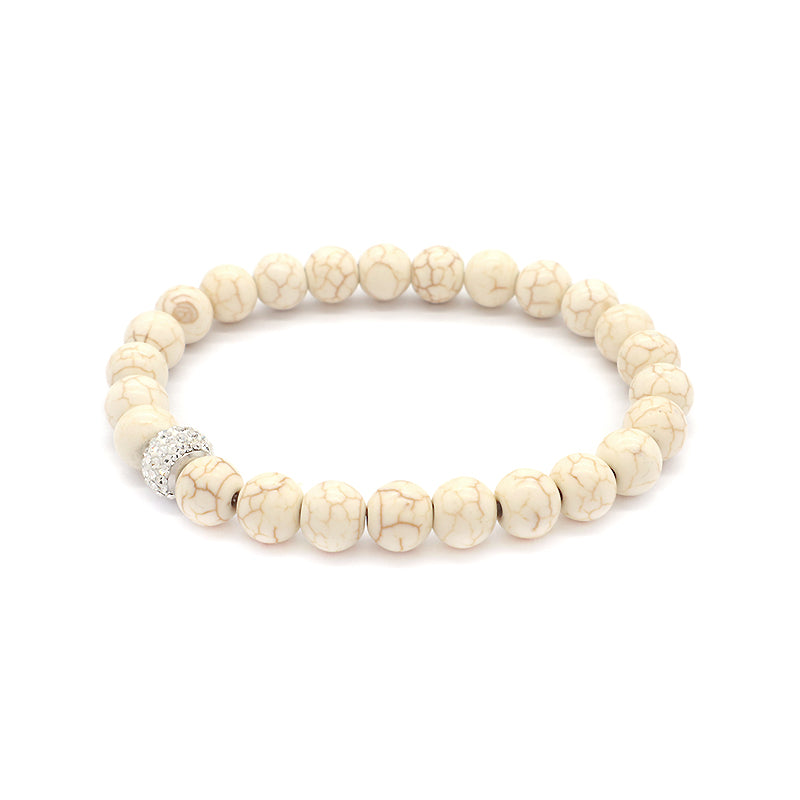 Wholesale Custom Fashionable Trendy Women Handmade CZ 925 Sterling Silver Charm Natural Stone Bead Bracelet For Gift