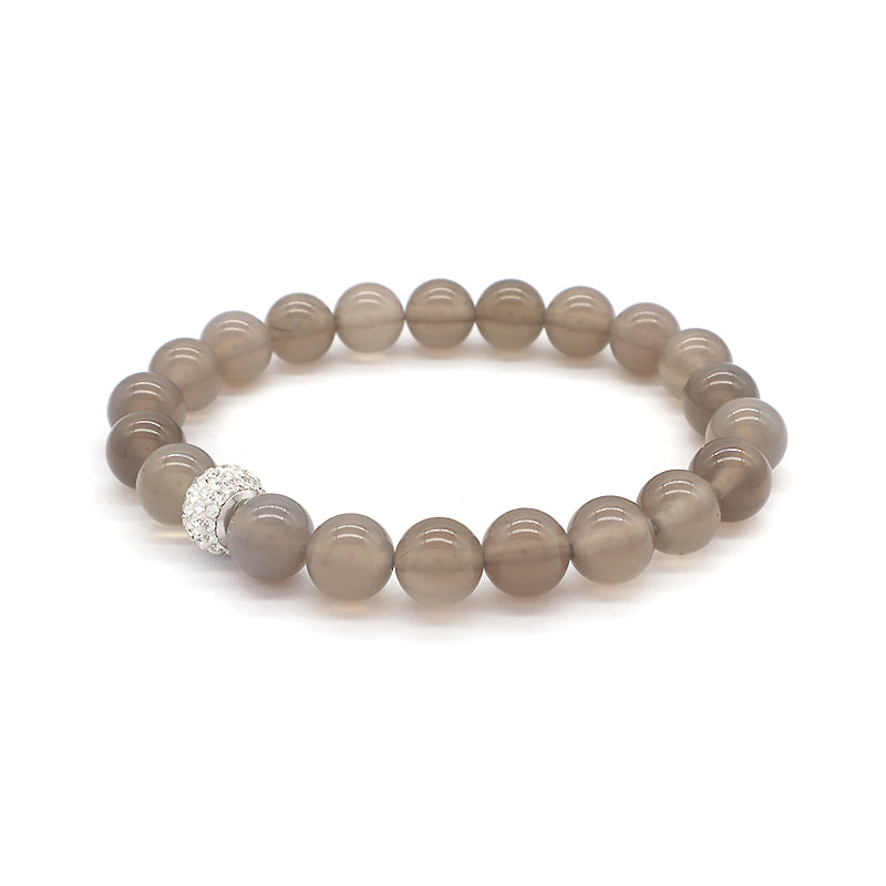Wholesale Custom Fashionable Trendy Women Handmade CZ 925 Sterling Silver Charm Natural Stone Bead Bracelet For Gift