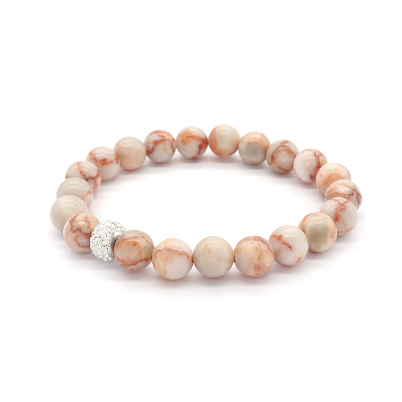 Wholesale Custom Fashionable Trendy Women Handmade CZ 925 Sterling Silver Charm Natural Stone Bead Bracelet For Gift