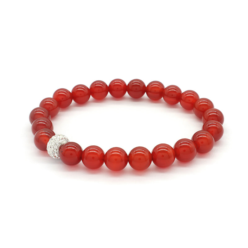 Wholesale Custom Fashionable Trendy Women Handmade CZ 925 Sterling Silver Charm Natural Stone Bead Bracelet For Gift