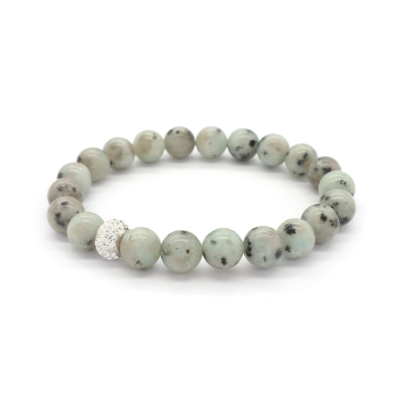 Wholesale Custom Fashionable Trendy Women Handmade CZ 925 Sterling Silver Charm Natural Stone Bead Bracelet For Gift