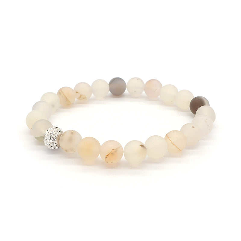 Wholesale Custom Fashionable Trendy Women Handmade CZ 925 Sterling Silver Charm Natural Stone Bead Bracelet For Gift