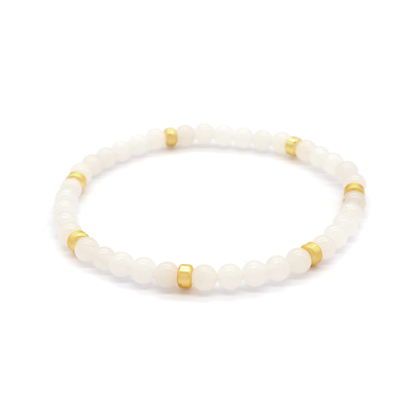 Custom Wholesale Trendy Manufacture Gemstone Gold Plated 5mm Natural Stone Beads Elastic Handmade Bracelet