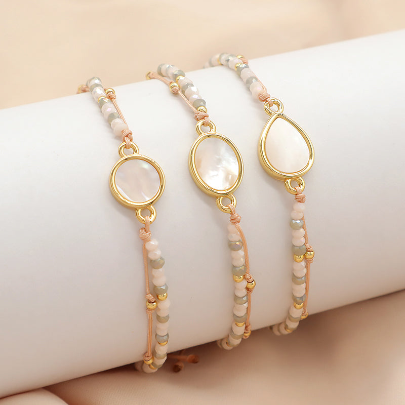 Newest Wholesale Custom Friendship Handmade Glass Crystal Beaded Bracelet Shell Charm Bracelet For Teen Girl Women