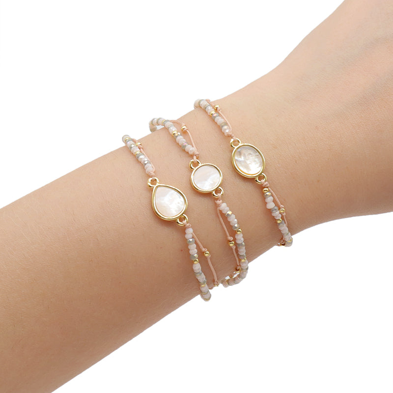 Newest Wholesale Custom Friendship Handmade Glass Crystal Beaded Bracelet Shell Charm Bracelet For Teen Girl Women