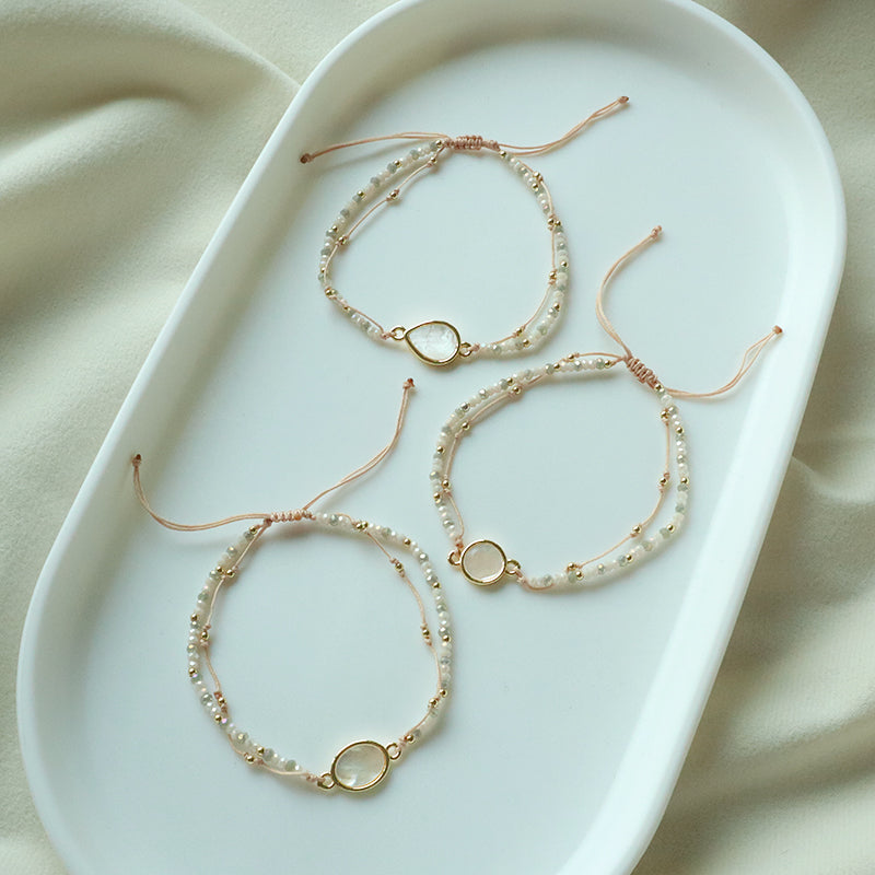 Newest Wholesale Custom Friendship Handmade Glass Crystal Beaded Bracelet Shell Charm Bracelet For Teen Girl Women