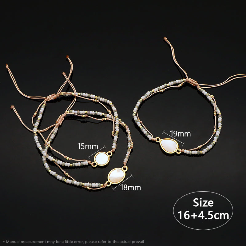 Newest Wholesale Custom Friendship Handmade Glass Crystal Beaded Bracelet Shell Charm Bracelet For Teen Girl Women