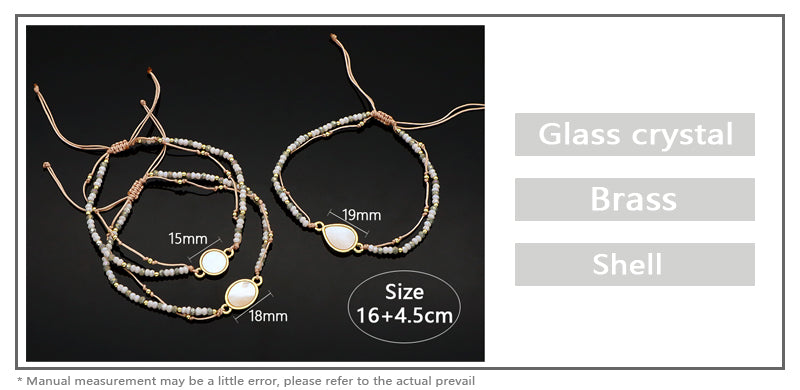 Newest Wholesale Custom Friendship Handmade Glass Crystal Beaded Bracelet Shell Charm Bracelet For Teen Girl Women