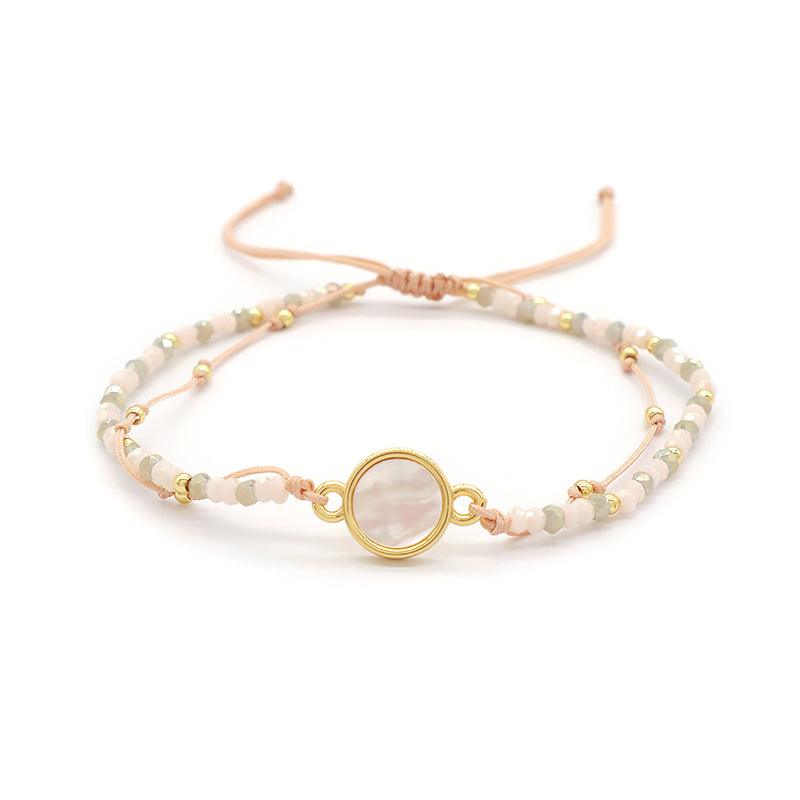 Newest Wholesale Custom Friendship Handmade Glass Crystal Beaded Bracelet Shell Charm Bracelet For Teen Girl Women