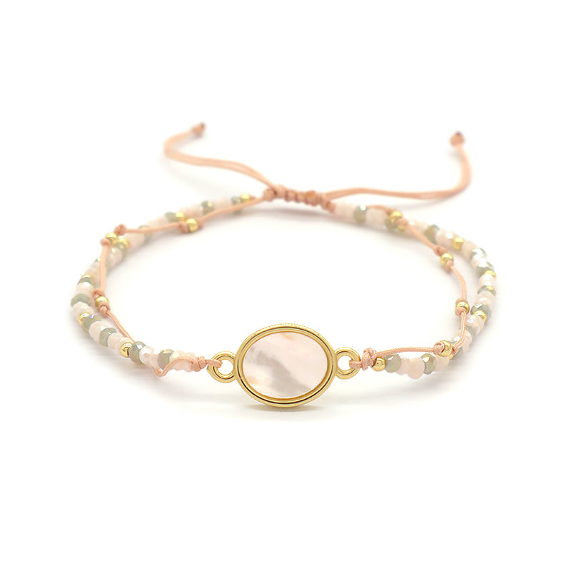Newest Wholesale Custom Friendship Handmade Glass Crystal Beaded Bracelet Shell Charm Bracelet For Teen Girl Women