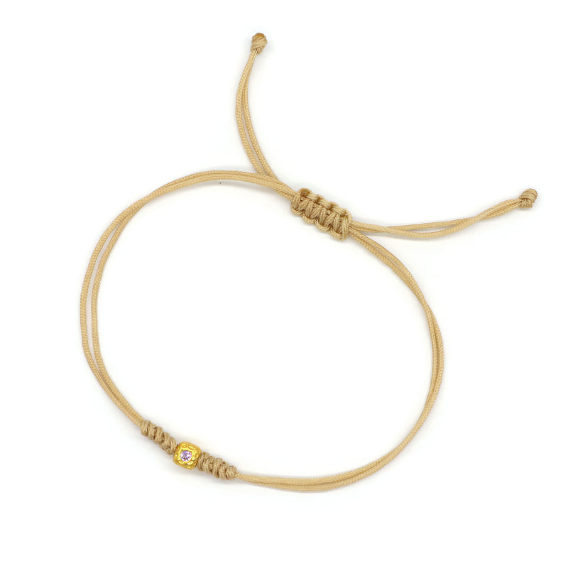 Wholesale Custom Handmade OEM Manufacture Adjustable Hand-Woven Thread Brass Charms Braided Cotton Wire Bracelet Jewelry Bangle Bracelet