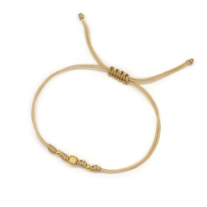 Wholesale Custom Handmade OEM Manufacture Adjustable Hand-Woven Thread Brass Charms Braided Cotton Wire Bracelet Jewelry Bangle Bracelet