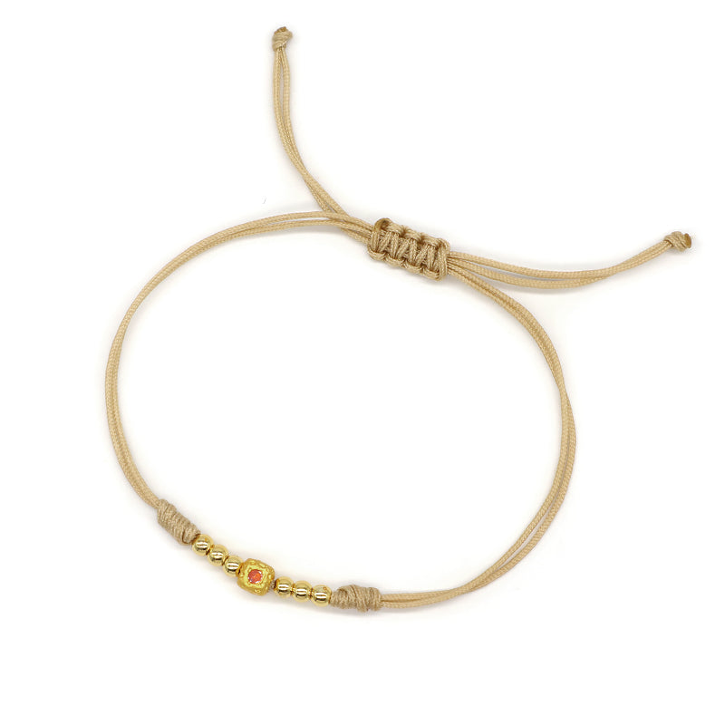 Wholesale Custom Handmade OEM Manufacture Adjustable Hand-Woven Thread Brass Charms Braided Cotton Wire Bracelet Jewelry Bangle Bracelet