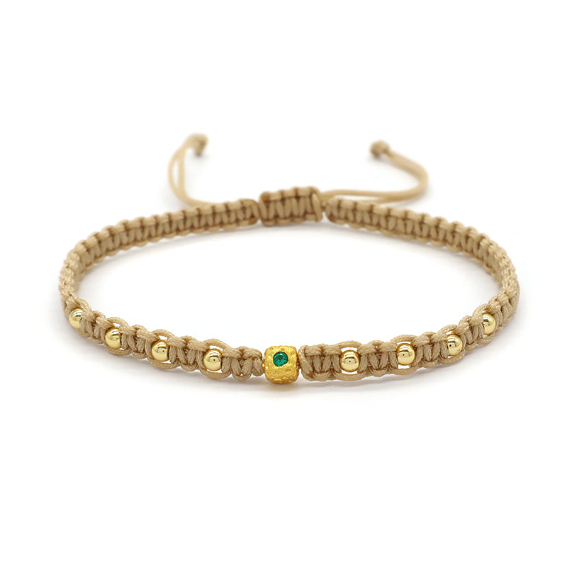Wholesale Custom Handmade OEM Manufacture Adjustable Hand-Woven Thread Brass Charms Braided Cotton Wire Bracelet Jewelry Bangle Bracelet