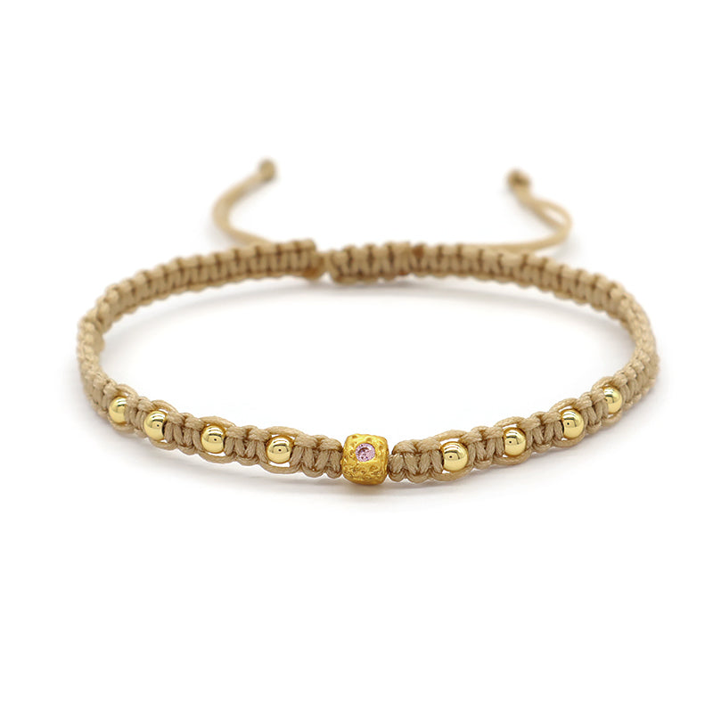 Wholesale Custom Handmade OEM Manufacture Adjustable Hand-Woven Thread Brass Charms Braided Cotton Wire Bracelet Jewelry Bangle Bracelet
