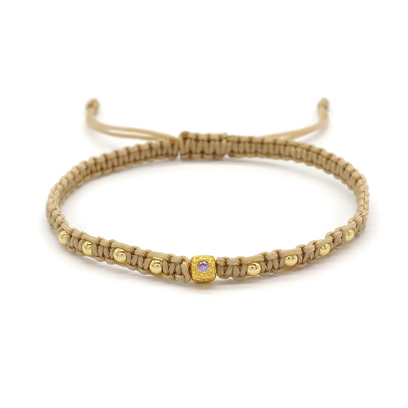 Wholesale Custom Handmade OEM Manufacture Adjustable Hand-Woven Thread Brass Charms Braided Cotton Wire Bracelet Jewelry Bangle Bracelet