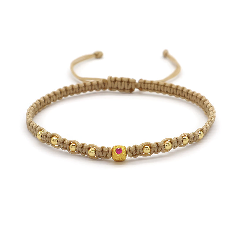 Wholesale Custom Handmade OEM Manufacture Adjustable Hand-Woven Thread Brass Charms Braided Cotton Wire Bracelet Jewelry Bangle Bracelet